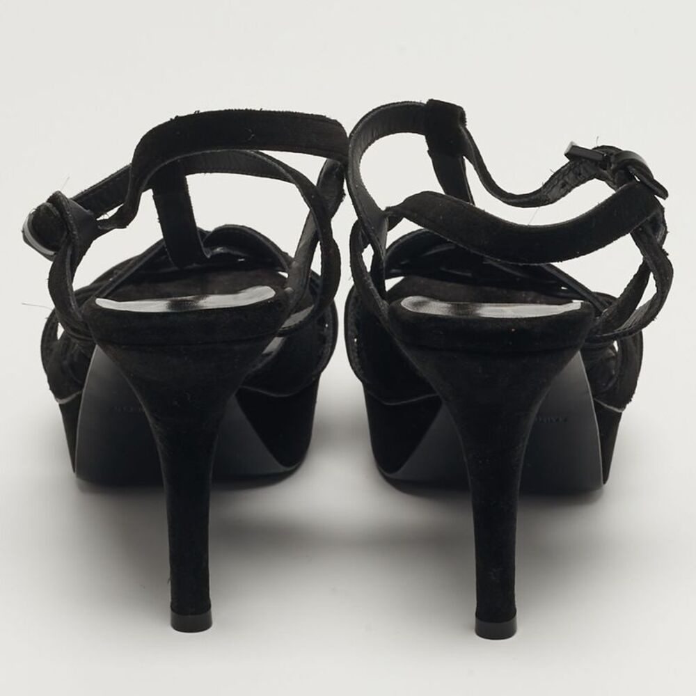 Saint Laurent Tribute Size 38 Black Velvet Platform Sandals - Picture 5 of 7